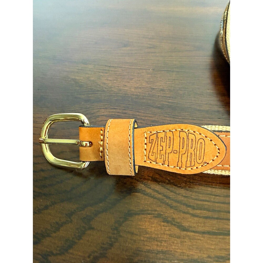 Zep-Pro Men’s Casual Belt Size 44 Brown/Beige Solid Fish Theme 1in Width